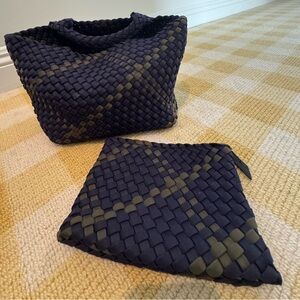 Naghedi Navy and Olive Woven Tote